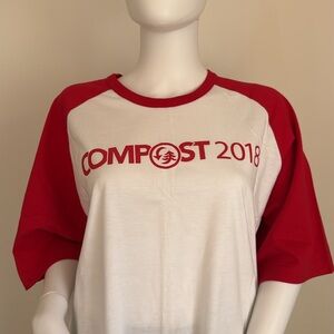 T-shirt. Front:Compost 2018 Back:Volunteer 2018
